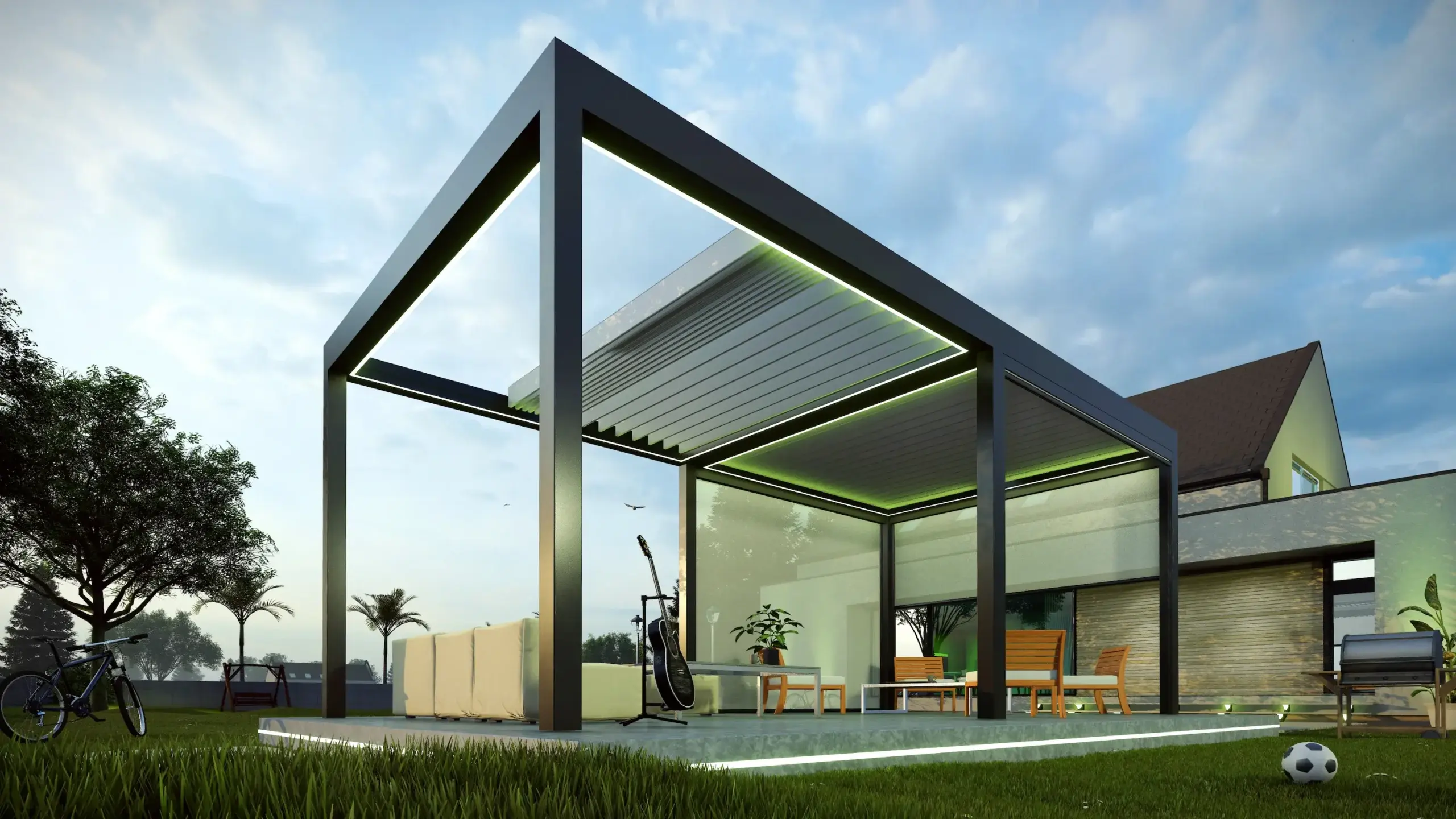 Terrassenüberdachung an einem Wohnhaus
